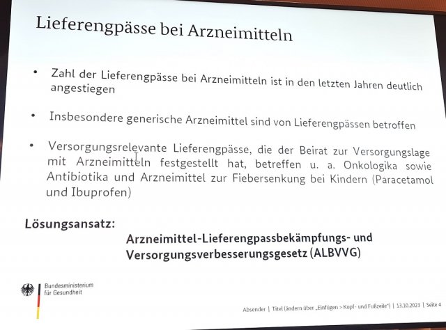 Thema Lieferengpässe bei Arzneimitteln